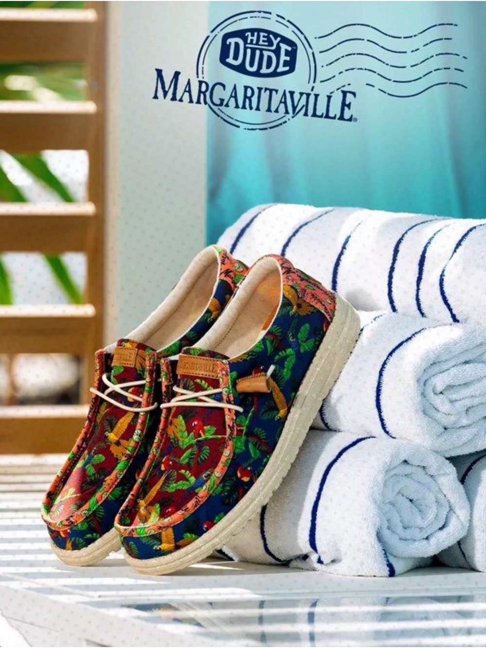 Margaritaville Navy Tropical Print Espadrille Shoes